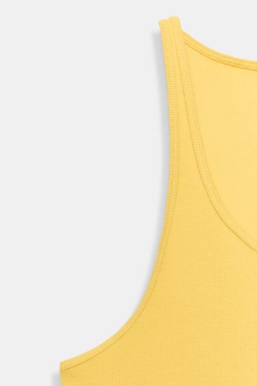 TOP CROP RIB - Amarillo de Zara