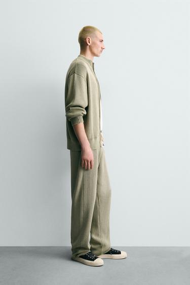 TEXTURED KNIT TROUSERS - Green by Zara
