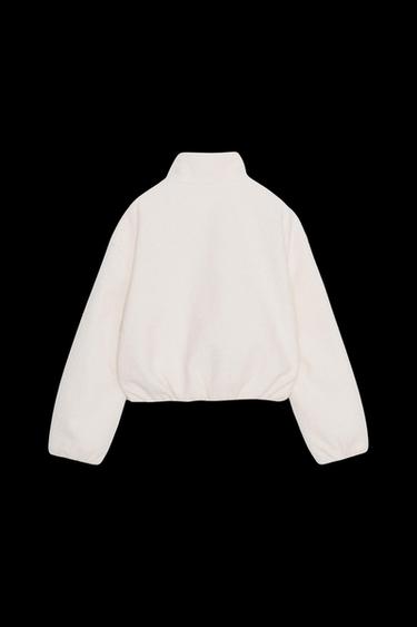 Zara HIGH COLLAR BOUCLÉ JACKET - Ecru