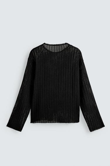 OPEN KNIT SWEATER - Black by Zara - Image 7
