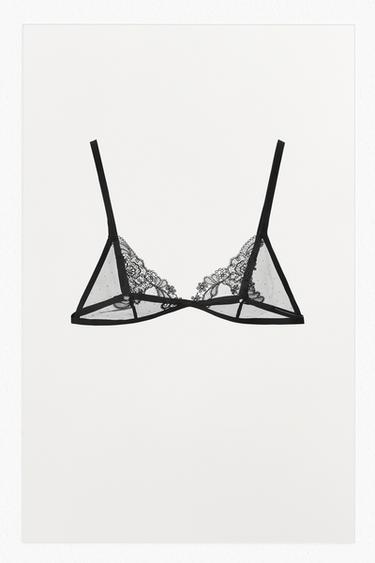 BRALETTE TRIANGLE DENTELLE - Noir de Zara