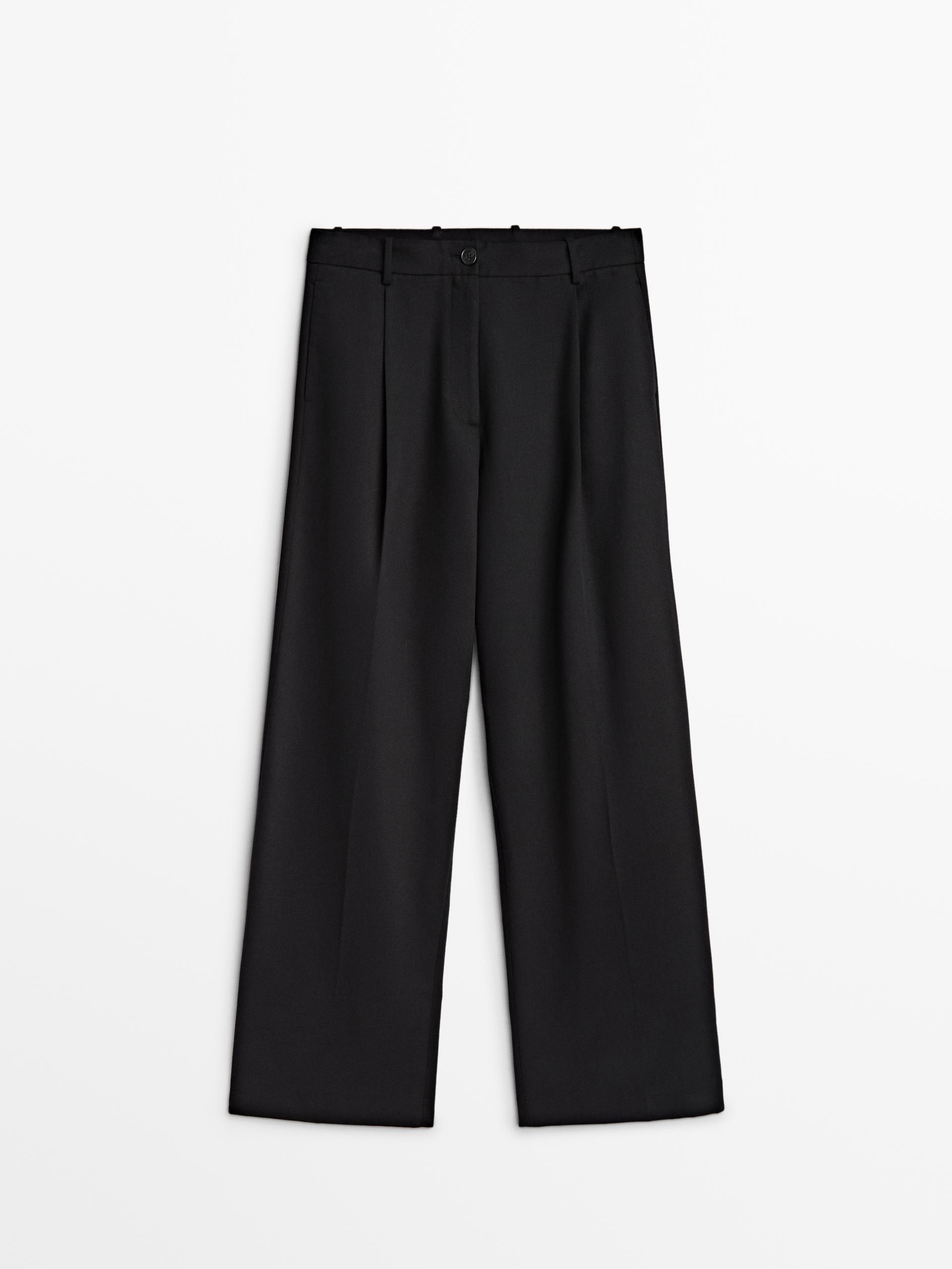 Full length darted black trousers - Black