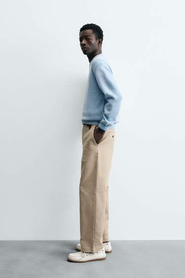 WASHED COTTON TEXTURED JUMPER - Faded sky blue by Zara - Image 3