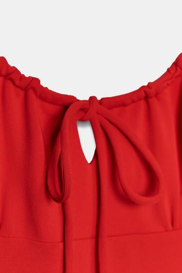 ROBE FLUIDE MI-LONGUE À BRETELLES - Rouge de Zara - Image 6
