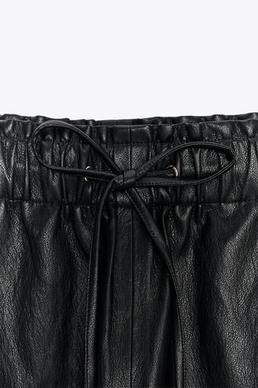FAUX LEATHER TROUSERS - Black by Zara - Image 7