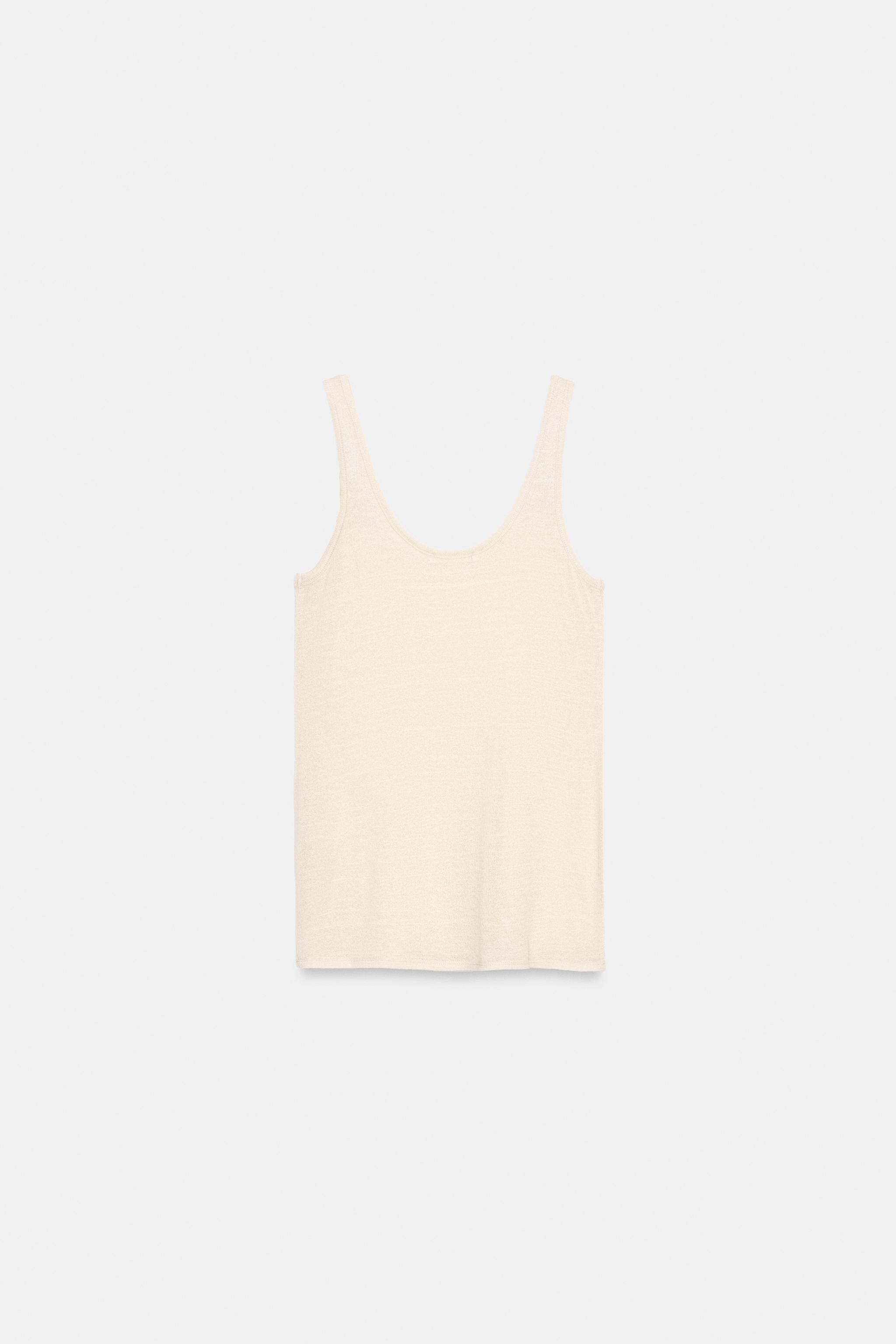 TOP SEMI-TRANSPARENT AVEC LAINE