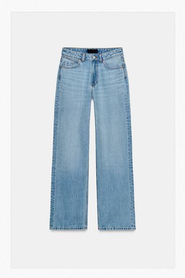 Zara Z.03 STRAIGHT HIGH-WAISTED LONG LENGTH JEANS - Light blue