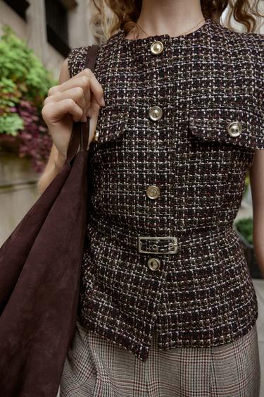 GILET STRUCTURÉ CEINTURE - Multicolore de Zara - Image 1