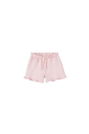 RUFFLED PLUSH BERMUDA SHORTS