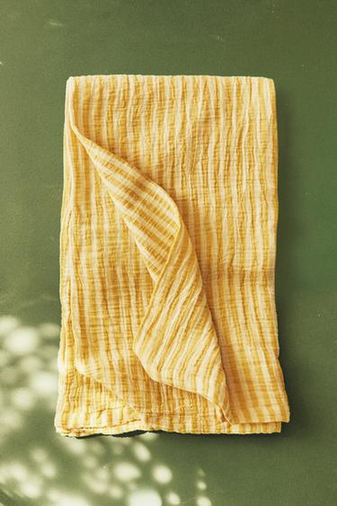 Zara STRIPED COTTON MUSLIN THROW - 條紋