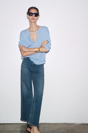 PULL OVERSIZE EN MAILLE UNIE - Bleu clair de Zara - Image 5