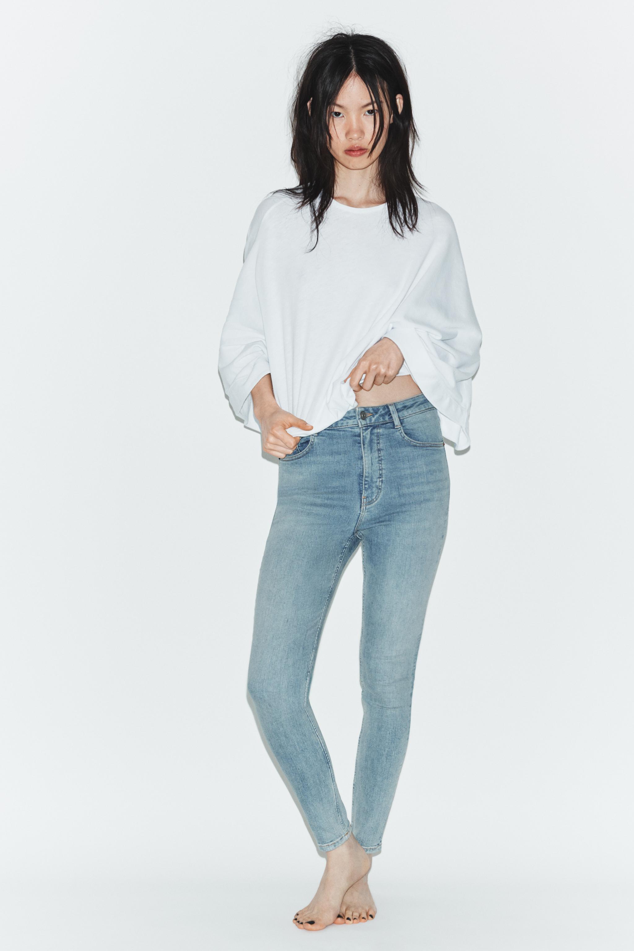 TRF HI-RISE SKINNY JEANS — Light blue
