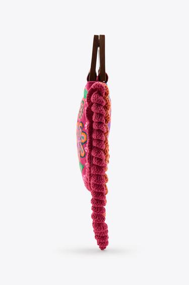 EMBROIDERED FLORAL BAG - Fuchsia by Zara - Image 3