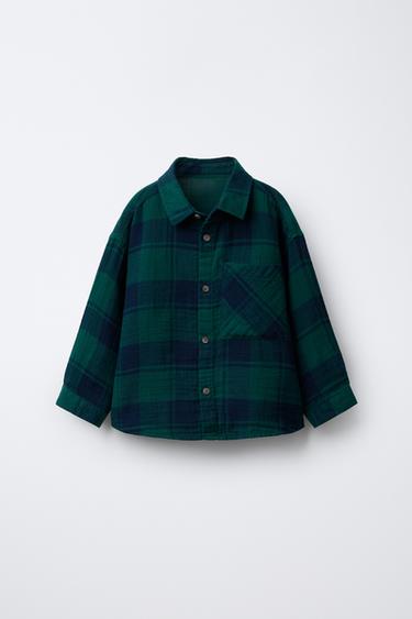 CAMISA TEXTURA CUADROS - Azul / Verde de Zara