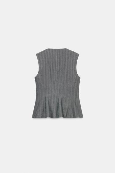 Zara HERRINGBONE FLARED VEST - Gray