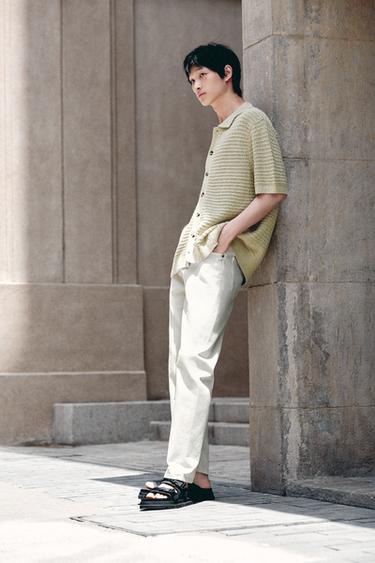 Zara 標準直筒版牛仔褲 - 磨白色
