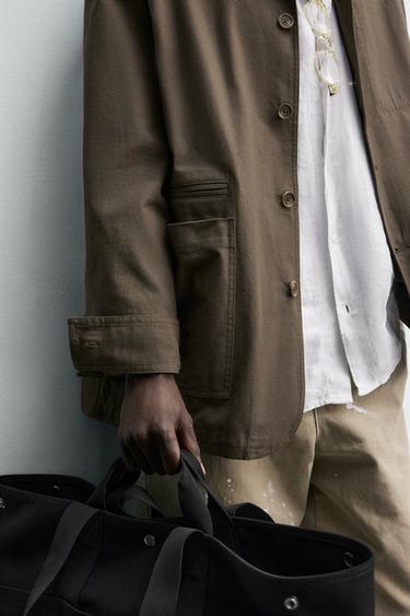 RELAXED FIT COTTON OVERSHIRT - Brown by Zara - Image 4
