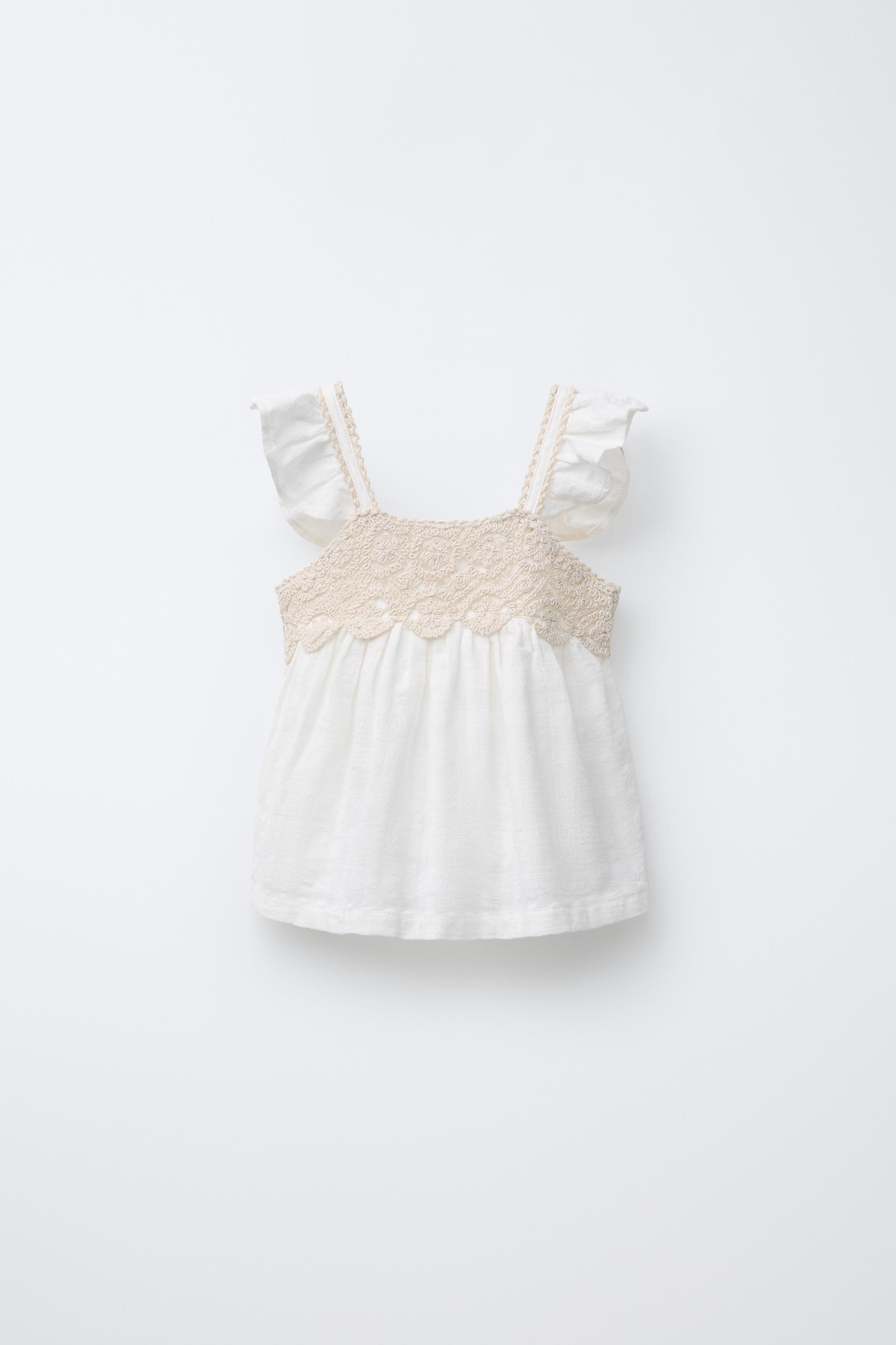 ☆ドイツ発*ZARA*新作*クロシェアップリケドレス/ECRU☆ フラワークロシェ編みホルターネックニットトップス - エクリュ