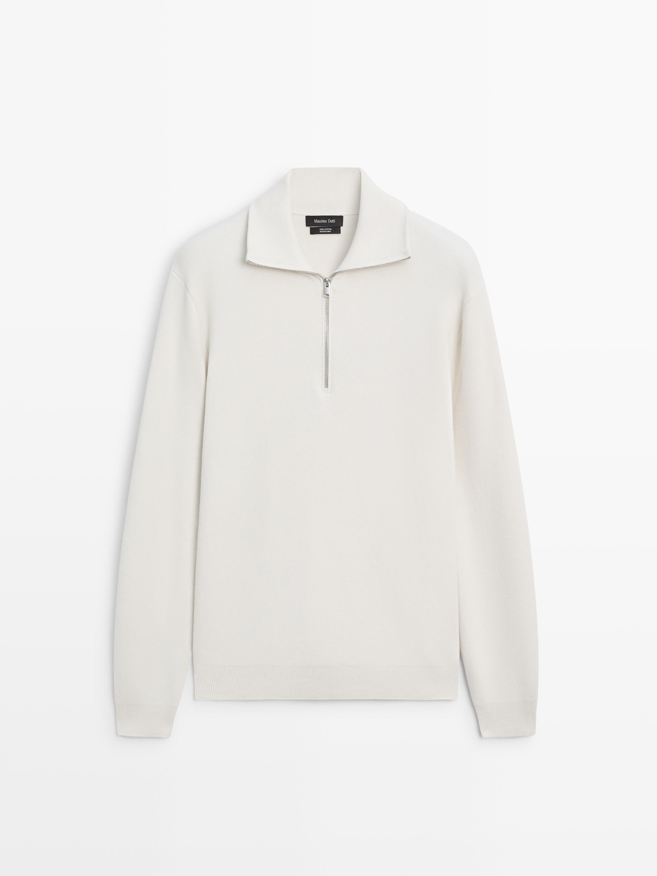 Knit 100% cotton quarter-zip sweater