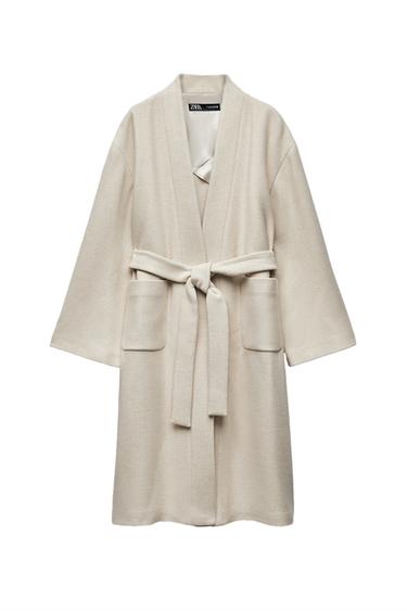 ZW COLLECTION MINIMALIST MANTECO WOOL BLEND COAT