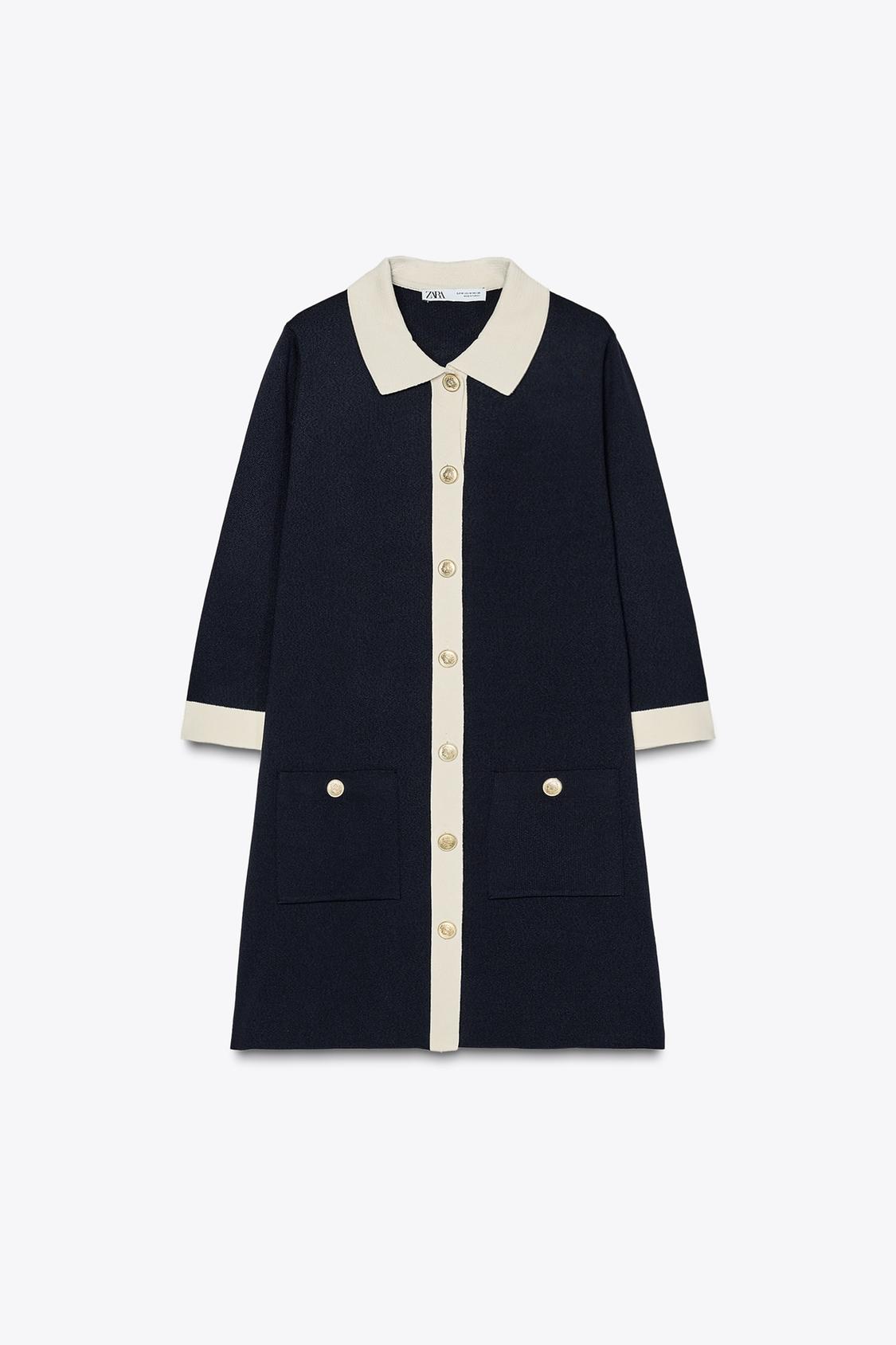 Short Knit Dress with Gold Buttons