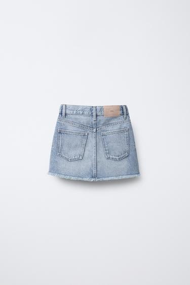 RIPPED FRAYED DENIM SKIRT - Blue by Zara - Image 1