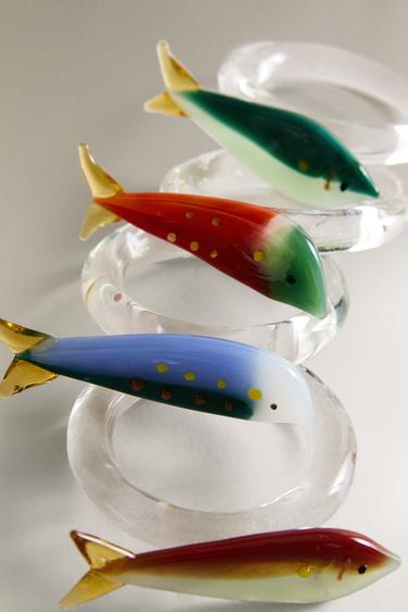 LOT PORTE-SERVIETTES BOROSILICATE POISSONS (LOT DE 4) - Bleu de Zara - Image 2