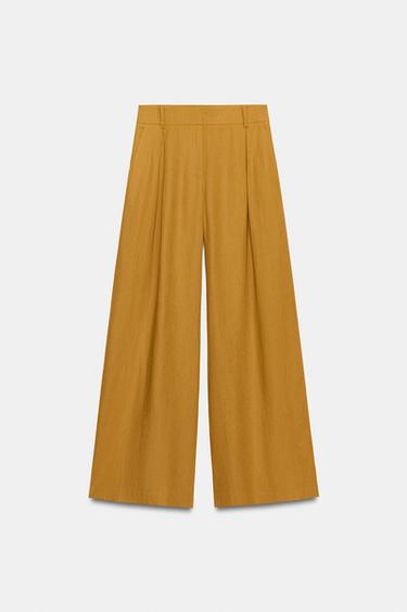 PANTALÓN ANCHO CON LINO - Curry de Zara