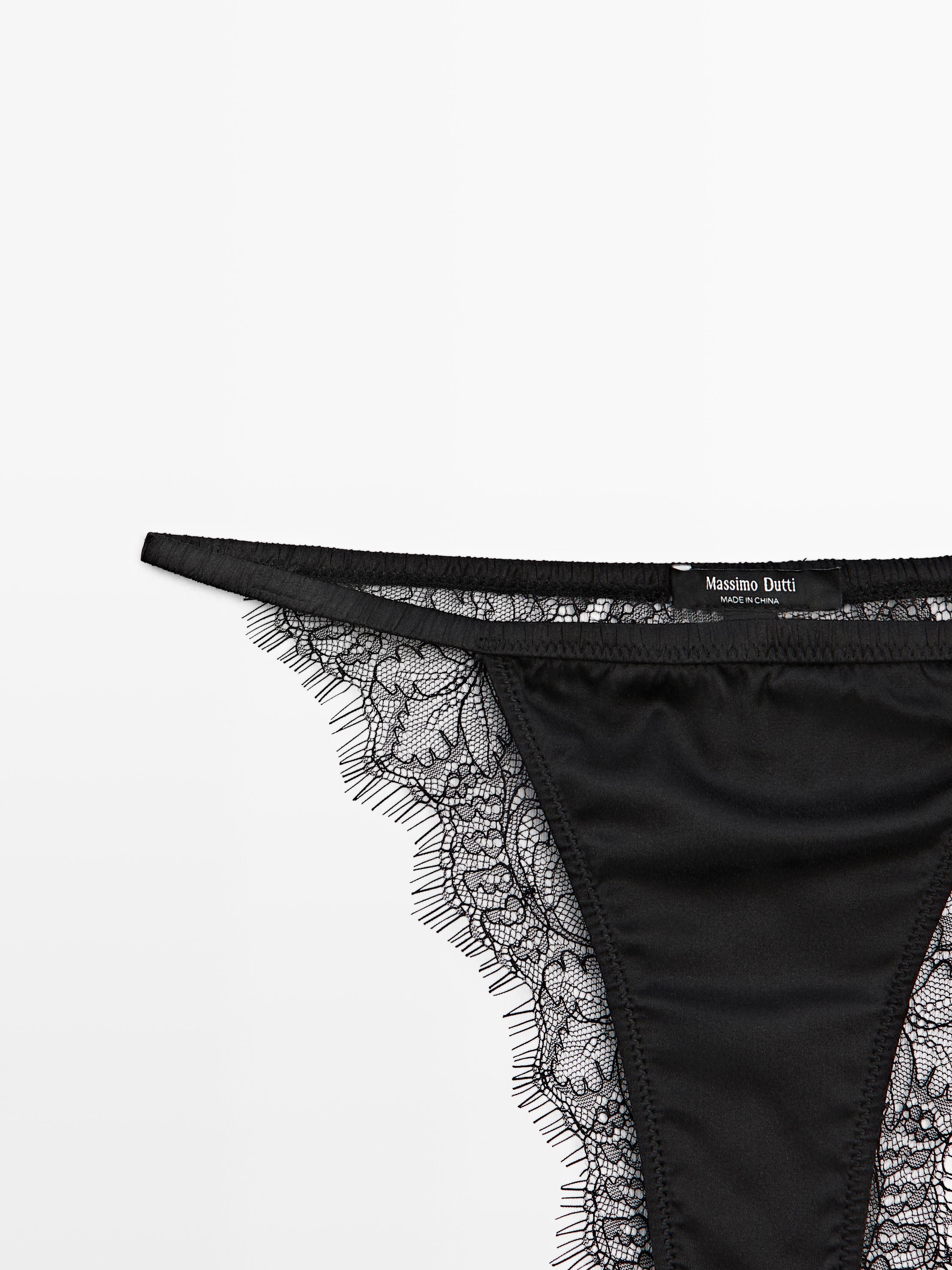 Silk blend briefs with lace detail