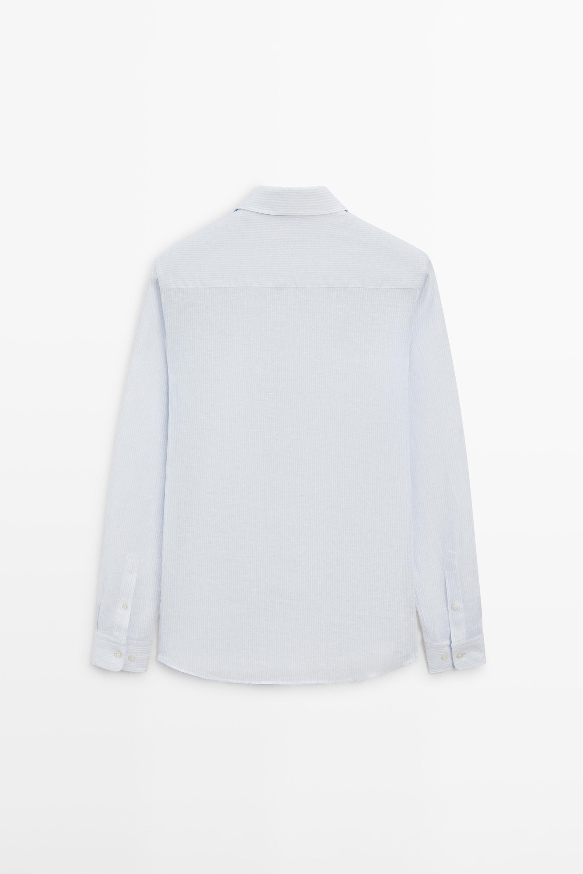 Chemise slim à rayures en lin