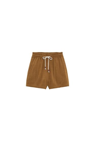 BERMUDA SHORTS WITH ELASTICATED DRAWSTRING WAISTBAND