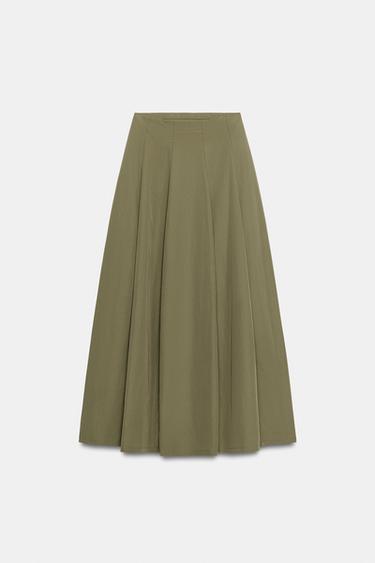 FLARED MIDI SKIRT - mid khaki by Zara - Image 0
