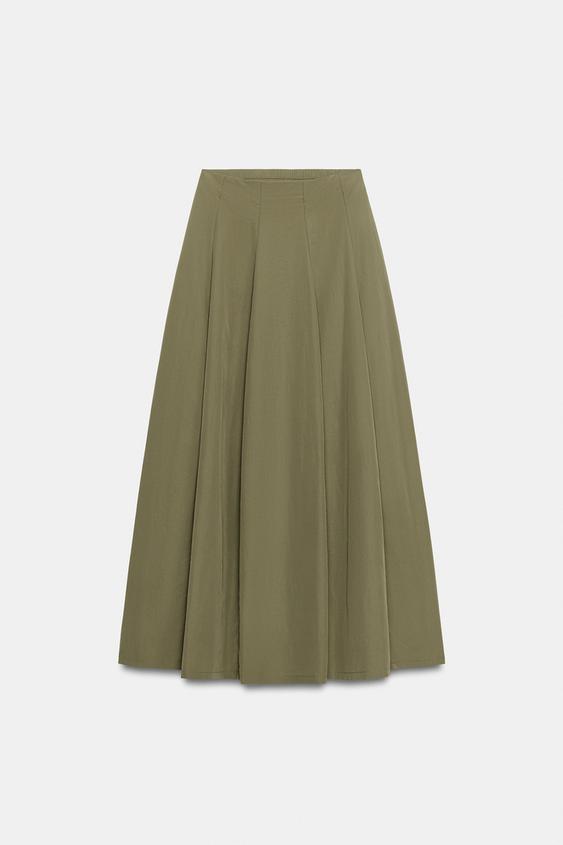 FLARED MIDI SKIRT - mid khaki by Zara - Image 0