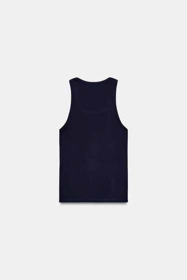 TOP À BRETELLES CÔTELÉ - Bleu marine de Zara - Image 4