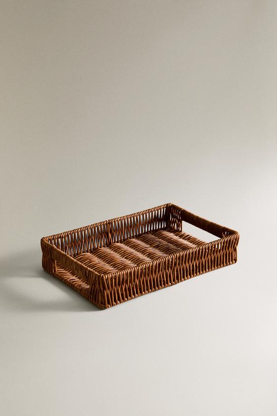CESTA RECTANGULAR PLÁSTICO RECICILADO - Marrón de Zara - Imagen 0