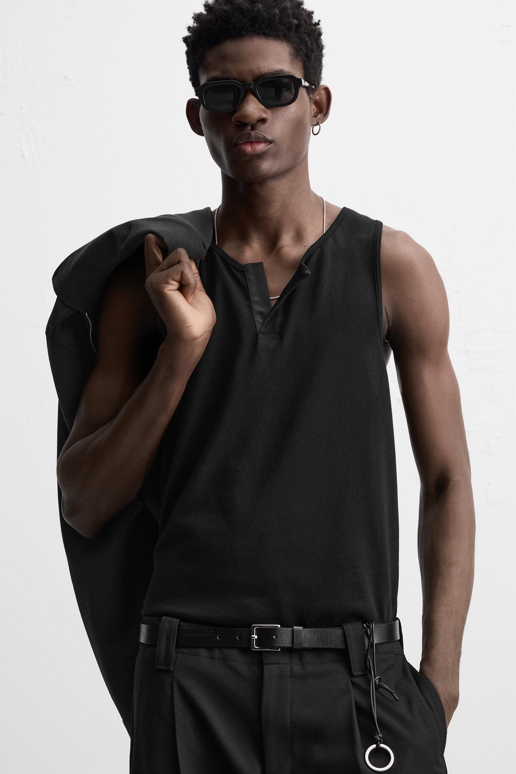 SEMI-SHEER TANK TOP - Black | ZARA United States SEMI-SHEER TANK TOP - Black | ZARA United States