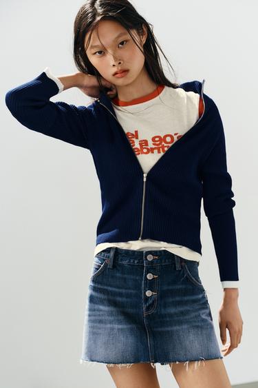 FALDA MINI DENIM TRF - Azul de Zara