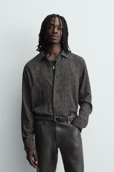 CHEMISE FLUIDE EN JACQUARD - Gris de Zara