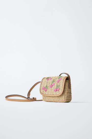 SAC BANDOULIÈRE RAFIA CERISES - Rose de Zara - Image 1