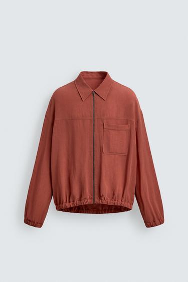 КУРТКА-РУБАШКА СВОБОДНОГО КРОЯ С МОЛНИЕЙ — КОРАЛЛОВЫЙ от Zara