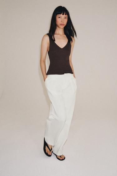 KNIT STRAPPY TOP - Brown by Zara