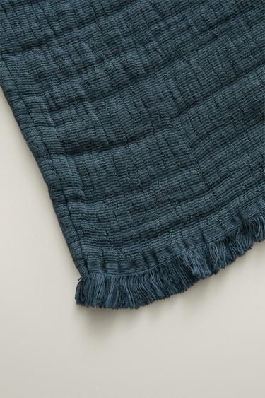 TEXTURED COTTON BLANKET — Blue 2