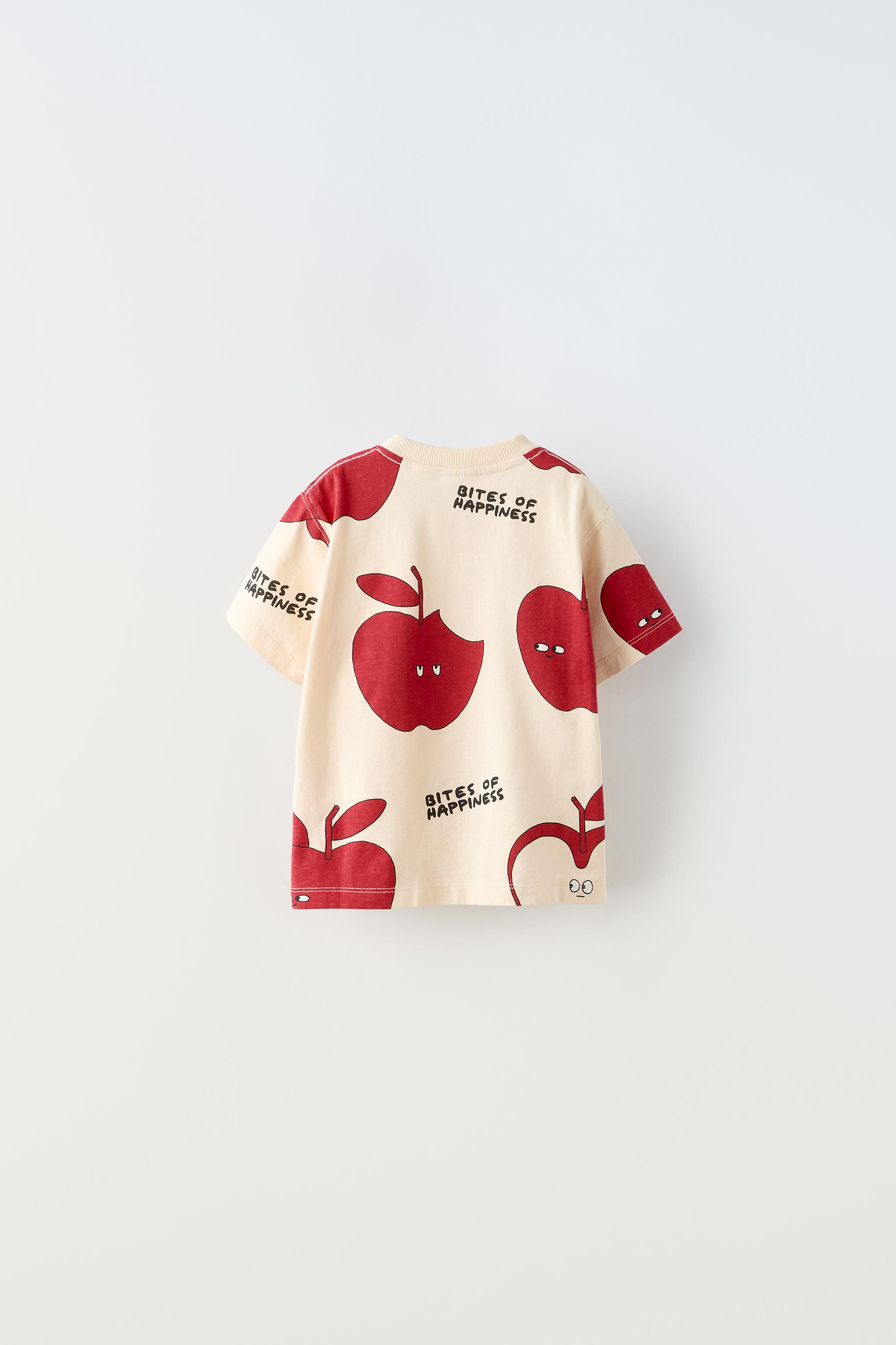 アップルプリントＴシャツ - ストーン | ZARA Japan / 日本