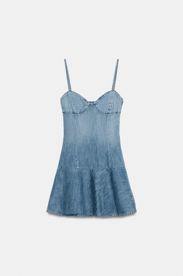 TRF DENIM MINI DRESS - Navy blue by Zara - Image 4