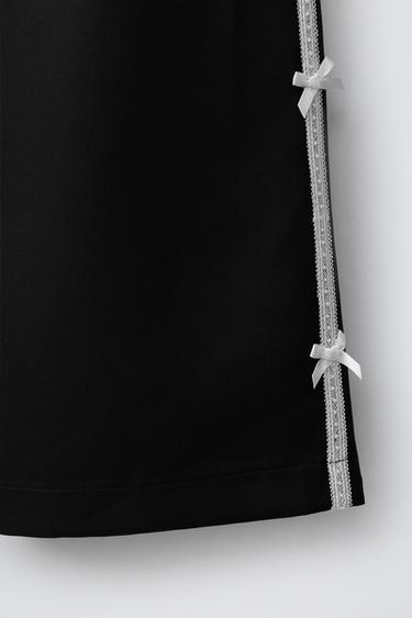 PANTALÓN WIDE LEG PUNTILLA LAZOS - Negro de Zara