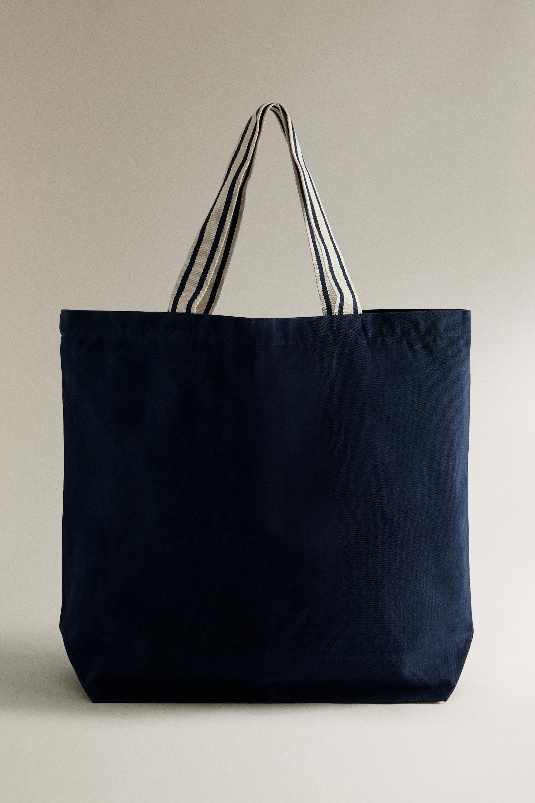 REVERSIBLE STRIPED TOTE BAG - Navy Blue | ZARA United States