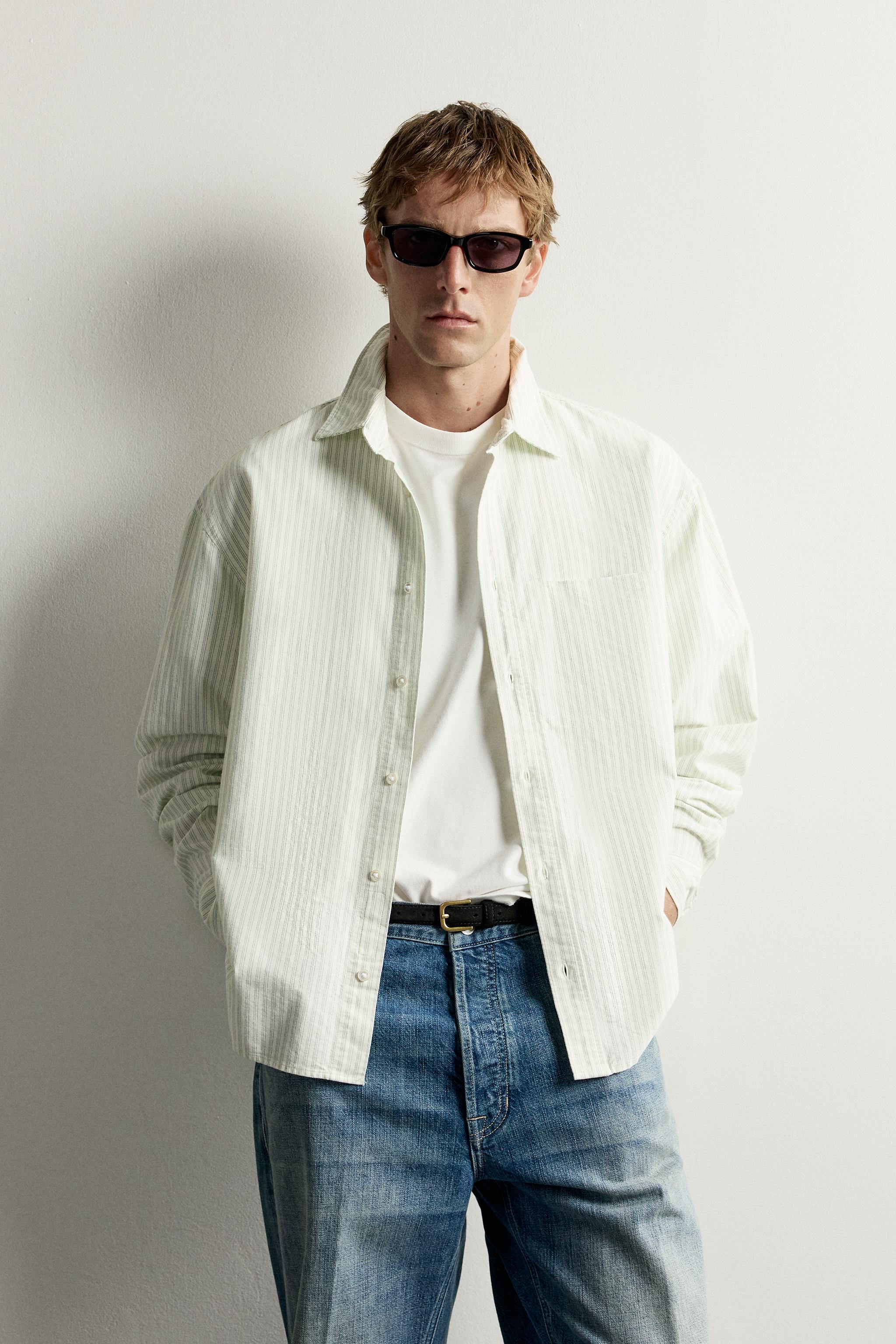 Мужские рубашки Zara RELAXED FIT OXFORD SHIRT — фото 2