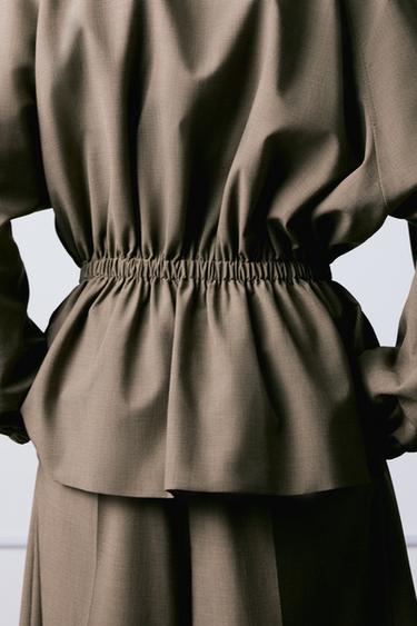 JAQUETA PATA DE GALO ZW COLLECTION - Bege-marrom da Zara