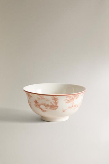 PORCELAIN BOWL WITH DESIGN - Pink / White by Zara