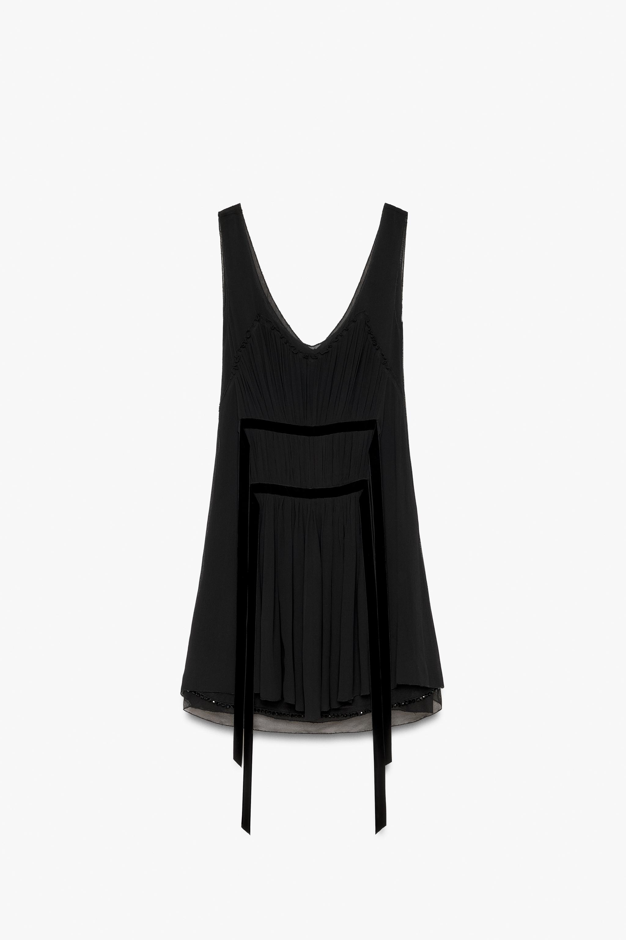 Zw Collection Beaded Pleated Georgette Short Dress by Zara